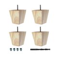 Architectural Products By Outwater 4 in x 4 in Unfinished Hardwood Square Bun Foot, 4 Pack w/ 4 Free Insert Nuts and Drill Bit 3P5.11.00044